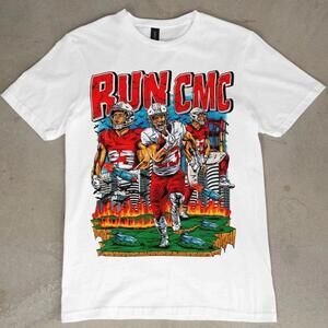 Christian Mccaffrey Run Cmc Graphic T-Shirt 49Ers Football Tee Nfl Retro